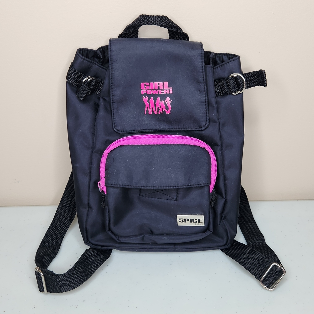 Vintage 90s Spice Girls Girl Power Mini Backpack Black Pink Official Bag